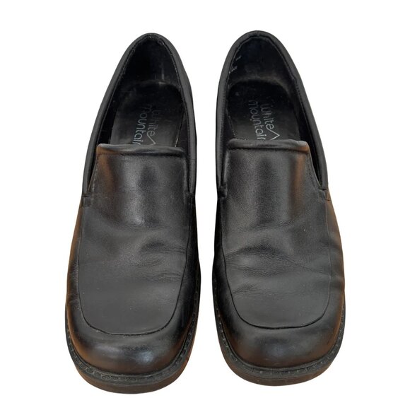 VTG WHITE MOUNTAIN  9 WIDE  Hammond Chunky Black Leather Loafers  Y2K - Picture 4 of 9